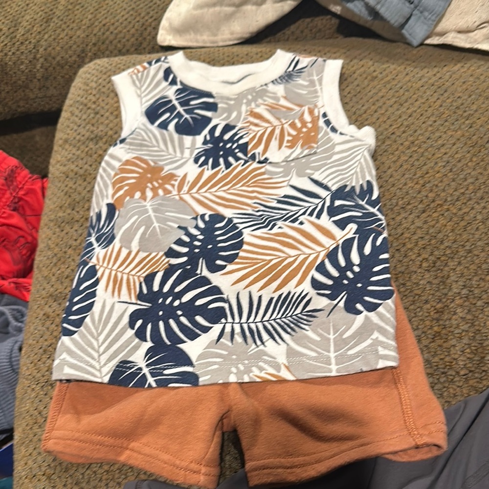 Garanimals Blue and Tan Tropical Tank Top Matching Set